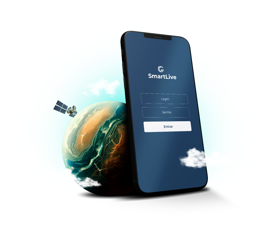 Imagem de um celular com o aplicativo Gaslive